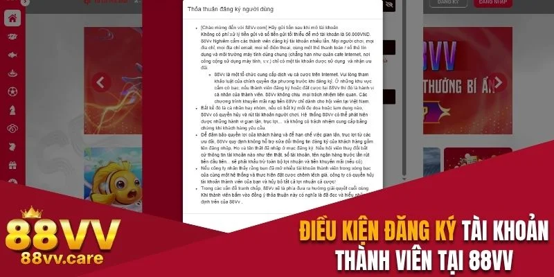 Đăng Ký 88VV - Hướng Dẫn Chi Tiết Cách Gia Nhập Sân Chơi 1 Điều kiện để đăng ký tài khoản thành viên tại 88VV