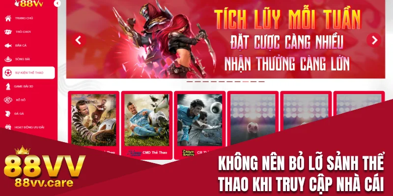 Không nên bỏ lỡ sảnh thể thao khi truy cập nhà cái