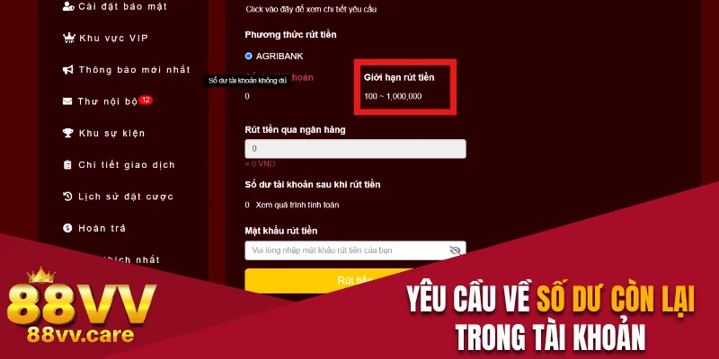 Yêu cầu về số dư đáp ứng hạn mức